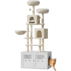 Cat Tree With Litter Box Enclosure 75.6",Modern 2-in-1 Cat Tower With Hidden Litter Box,Indoor Cat Condo Furniture With Condos,Posts,Hammock -BlueBuffalo Sales Store GUEST d1e9bbb1 b489 4af8 ae5e 149033061910