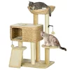 PawHut 38" Cat Tree For Indoor Cats, Cat Tower With Scratching Posts, Ramp, Condo, Toy Balls, Platform, Bed, Ramp, Beige