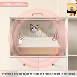 ATJafurn Cat Litter Box Enclosure Top Entry, No Need To Squat 40.2'' Furniture Style Hidden Litter Box Cat Cabinet With Glass Door -BlueBuffalo Sales Store GUEST d30b0eb0 298a 418b 9d4d 8e635a536685