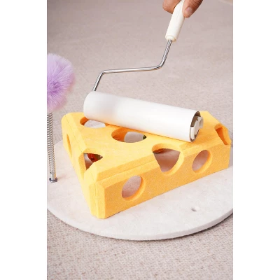 Cheese Shape Cat Toy With Track Balls And Spring Teaser – Interactive Felt Puzzle Box For Indoor Cats Anti-Slip Suction Base (Yellow) 5 Cheese Shape Cat Toy With Track Balls And Spring Teaser – Interactive Felt Puzzle Box For Indoor Cats Anti-Slip Suction Base (Yellow) - Image 5