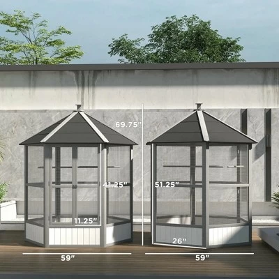 Resenkos Cat Cage, Cat Crate Kennel Enclosure Playpen,74" Wooden Outdoor Cat House Catio With High Weight Capacity, Light Gray 12 Resenkos Cat Cage, Cat Crate Kennel Enclosure Playpen,74" Wooden Outdoor Cat House Catio With High Weight Capacity, Light Gray - Image 12