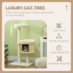 SKYONE 3-Level Cat Tree With Sisal Scratching Posts, Plush Cushions, Condo & Badminton Toys - Ideal -BlueBuffalo Sales Store GUEST d36f0fd5 952c 448e a66c 5fedffe7689e