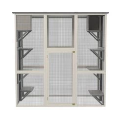 APRILSOUL70.90"Wooden Outdoor Catio Cat Enclosure With Weatherproof Asphalt Roof, Large Walk-in Cat House,Gray -BlueBuffalo Sales Store GUEST d3f58ed2 d8e3 4766 8607 2e5e9bf1ac23