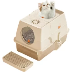 Stainless Steel Cat Litter Box With Lid 15.35'', Large Enclosed Metal Kitty Box With Removable Top & Scoop, Dog Proof, Odor Free -BlueBuffalo Sales Store GUEST d46f1eff c490 43b5 a6f3 ec381d62cf92