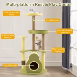 Tangkula Avocado Cat Tree Multi-level Cat Tower W/ Private Condo Cat Self-grooming Brush -BlueBuffalo Sales Store GUEST d4adb471 96e0 4aa6 8299 5449a54acf84