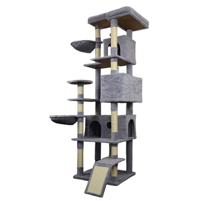 84 In Dark Gray Cat Tree Tower With Large Condo Sisal Scratching Post Big Hammock And Top Platform 4 84 In Dark Gray Cat Tree Tower With Large Condo Sisal Scratching Post Big Hammock And Top Platform - Image 4