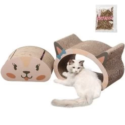 THE LICKER STORE Opal Modern Cardboard Happy Cat Head 2-in-1 Cat Cave Scratcher With Built-In Bell Toys And Catnip -BlueBuffalo Sales Store GUEST d55e5507 2957 4de5 bc7b 21b3a4f79881