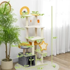 DOMETOUR 63 Inch Cute Cat Tree Cat Tower For Kitty, Cat Climbing Frame With Scratching Post, Cat Condo, Plush Perch, Hammock -BlueBuffalo Sales Store GUEST d56e0aaf e9e3 46b0 8a2f 8dc2a64b745b