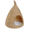 PawsMark Natural Willow Pet Sleeping Bed, Cave, Basket For Dog Or Cats With Cushion