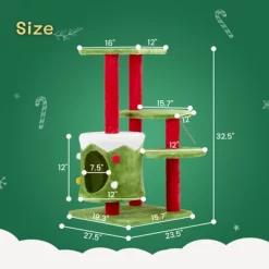 32in Christmas Themed Cat Tower With Cat Condo, 3-Level Plush Cat Tree Activity Center For Indoor Cats -BlueBuffalo Sales Store GUEST d656428b 305d 4453 901b 1671a6dd0ad4