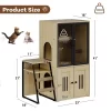 Cat Litter Box Enclosure With Door - Double Layer Cat House With Hammock, Ladder And Scratching Posts, Hidden Enclosed Litter Box Storage Furniture
