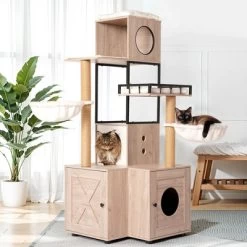 Kumasinova 63" Modern Cat Tree Tower With Litter Box Enclosure,Cat Tower With Scratching Post,Cat Tree With Washable Pads&Toy Hanger,Rustic Gray 9 Kumasinova 63" Modern Cat Tree Tower With Litter Box Enclosure,Cat Tower With Scratching Post,Cat Tree With Washable Pads&Toy Hanger,Rustic Gray -BlueBuffalo Sales Store GUEST d6cded1c dfd3 4a78 8997 1583d9410cf6