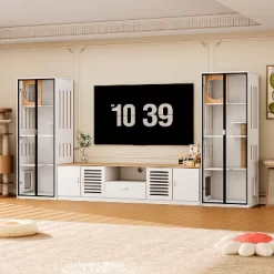 ATJafurn Entertainment Center Hidden Cat Litter Box Enclosure For 85inch Tv, Included Tv Stand And Glass Cabinet, Furniture Style Cat House -BlueBuffalo Sales Store GUEST d6d9c7ea 6872 44a6 a6f2 90599402cbc2