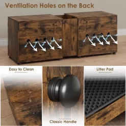 Cat Litter Box Enclosure, 55.1" Double Hidden Litter Cabinet For 2 Cats, Indoor Cat House -BlueBuffalo Sales Store GUEST d6fe142d e5c0 47ef 9bbb ad5cbff281f3