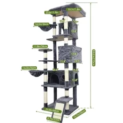 Racxily 84 In Cat Tree Tower With Large Condo Sisal Scratching Post Big Hammock And Top Platform