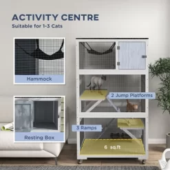 SKYONE Mobile Outdoor Cat Enclosure With Hammock, Ramps & Sleeping Box, Weather-Resistant Fir Wood, -BlueBuffalo Sales Store GUEST d70a5aa5 f598 4492 b133 9062ac564be6