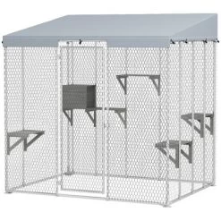 PawHut Large Catio Outdoor Cat Enclosure, Galvanized Steel Outdoor Cat House With 420D Waterproof Canopy For 1-3 Large Cat, Walk-in Cat Cage, Silver -BlueBuffalo Sales Store GUEST d714b39d bebc 499c a8f2 4a8689ade1e5