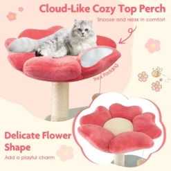 Tangkula 49" Flower Pink Cat Tree W/Flower-shaped Soft Perch Sisal Scratching Posts -BlueBuffalo Sales Store GUEST d71b9f15 e103 4cd4 8adf 9f70520bf445