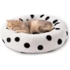 Boersma Donut Cat Bed – Plush Round Washable Pet Bed With Non-Slip Bottom For Indoor Cats, Kittens, Puppies & Small Dogs, Black Dot