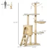 Kumasinova 53" Cat Tree With Hammock,Cat Tower With Scratching Post,Cat Tree Tower With Interactive Toys,Multi-Level Cat Furniture For Indoor Cats