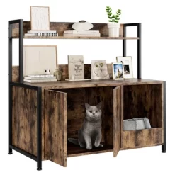 Litter Box Enclosure With Storage Shelf And Cat Claw Board, Large Hidden Cat Litter Box With Doors And Scratching Pad, Rustic Brown -BlueBuffalo Sales Store GUEST d8224f05 29d3 459d 8d04 b81426b9f55e