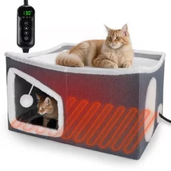 JOEJOY Indoor Heated Cat House With Safe Heating Design, Adjustable Temperature & Timer, Collapsible Pet Shelter With Scratcher And Fluffy Toy Ball -BlueBuffalo Sales Store GUEST d83c84df 2695 4e55 8a24 73d6d7530d66