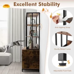 Tangkula 61" Cat Litter Box Enclosure W/ Storage 3-tier Shelves Side Entrance Indoor -BlueBuffalo Sales Store GUEST d85d882b 19c8 42d7 aab2 9a6e2357e2a0