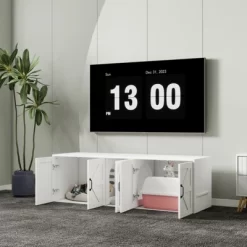 Chery Life White 59.05"L X 17.71"W X 18.89"H Modern Wooden Cat Box Furniture With Double Room, Giving Cats The Greatest Privacy Space -BlueBuffalo Sales Store GUEST d9039bb6 16a5 471b 8202 03d04cc01b42