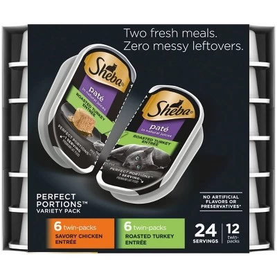 Sheba Perfect Portions Pate Chicken & Turkey Premium Adult Wet Cat Food All Stages - 2.6oz/12ct Variety Pack 4 Sheba Perfect Portions Pate Chicken & Turkey Premium Adult Wet Cat Food All Stages - 2.6oz/12ct Variety Pack - Image 4