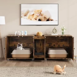 Cat Litter Box Enclosure 55.1" Double Litter Box Furniture Large Cat Box Enclosure Kitty Litter Box For 2 Cats Hidden Cat Litter Cabinet -BlueBuffalo Sales Store GUEST d9688b9c c6c9 4f31 a123 d3385817bee6 1