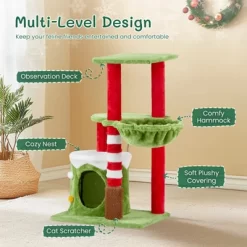 32in Cat Scratching Posts Tower With Cat Condo And Hammock, Christmas Themed Plush Cat Tree With Cat Massage Brush, Activity Center For Indoor Cats -BlueBuffalo Sales Store GUEST d9838806 18d0 4a4f aaaa a040fc6c819c