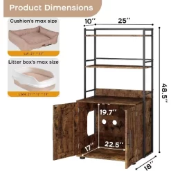 Cat Litter Box Enclosure With Shelf Storage, Enclosed Litter Box - Large Cat House Furniture With Ventilation Holes