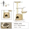FURNIinspire Cat Tree Kitty Activity Center, Cat Climbing Toy With Cattail Fluff, Bed, Condo, Sisal Scratching Post, Natural, 19.8"*19.8"*46.8"