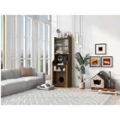 Gulches Mid-Century Modern Walnut Vintage Multi-use Cabinet With Cat Scratcher Bed Cat Friendly Furniture -BlueBuffalo Sales Store GUEST d9af8022 9be9 4686 9bf7 5c0b619d44ad