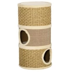 Cesicia 28 Inch Cat Condo, 3 Story Cat Hideaway With Sisal Scratching Pad, Barrel Shaped Small Cat Tree For Indoor Cats, Khaki And Brown -BlueBuffalo Sales Store GUEST d9d76887 0260 4846 af0a 4c14fad1e05d 2