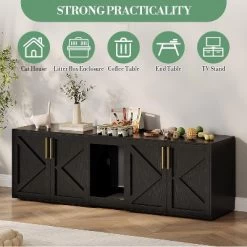 Cat Litter Box Enclosure With Double Room, Modern Hidden Litter Box Cabinet Cat Washroom Furniture For 2 Cats -BlueBuffalo Sales Store GUEST d9e479f9 ef7d 4737 95dd 5478cfdfae38 1