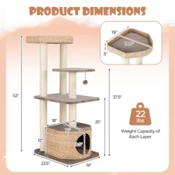 Tangkula 52" Cattail Cat Tower W/ Sisal Scratching Posts Perch Dangling Ball Cat Tree 17 Tangkula 52" Cattail Cat Tower W/ Sisal Scratching Posts Perch Dangling Ball Cat Tree -BlueBuffalo Sales Store GUEST d9e90a81 3d5c 4287 8b4d a87b42d060dd