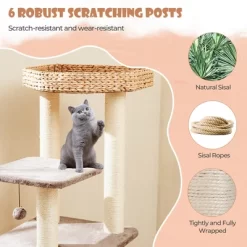 Tangkula 52" Cattail Cat Tower W/ Sisal Scratching Posts Perch Dangling Ball Cat Tree 15 Tangkula 52" Cattail Cat Tower W/ Sisal Scratching Posts Perch Dangling Ball Cat Tree -BlueBuffalo Sales Store GUEST da1488ff b4cc 451f 8c96 65717a040572