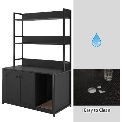 52in Tall Cat Litter Box Furniture, Litter Box Enclosure, 3 Layers Storage Shelf For Most Of Litter-Box, Indoor Cat House Kitty Washroom 3 52in Tall Cat Litter Box Furniture, Litter Box Enclosure, 3 Layers Storage Shelf For Most Of Litter-Box, Indoor Cat House Kitty Washroom - Image 3