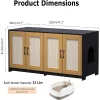Double Litter Box Enclosure Furniture For 2 Cats, 47.2" Large Hidden Cabinet With Sisal Doors, Multi-Functional Cat TV Stand/Side Table