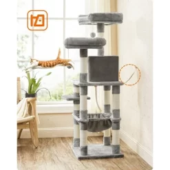 FEANDREA Cat Tree, Cat Tower For Indoor Cats, 56.3-Inch Cat Condo With Scratching Posts, Hammock, Plush Perch 16 FEANDREA Cat Tree, Cat Tower For Indoor Cats, 56.3-Inch Cat Condo With Scratching Posts, Hammock, Plush Perch -BlueBuffalo Sales Store GUEST db2d757f 55f5 4d0c b2a4 7fa17d31ada5