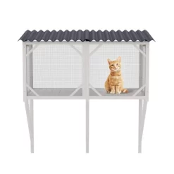 Akoasm 44.5 In. W Large Indoor Wooden Cat Cage With Bug Proof For Sunbathing, Napping & Overlooking-Ancient White -BlueBuffalo Sales Store GUEST dbbde5ea 573f 4059 a642 fe0011c027b8