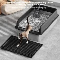 Stainless Steel Cat Litter Box With High Sides, Includes Scoop & Mats, Anti-Leak Non-Stick Easy To Clean Large Metal Litter Pan -BlueBuffalo Sales Store GUEST dbd16c1e 5cdb 4bfa 9593 127801507b96