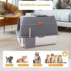 XXL Stainless Steel Cat Litter Box Enclosed Cat Litter Tray Box With Front Top Entry & High Side & Scoop For Puppy,Kitten -BlueBuffalo Sales Store GUEST dbf5053b 4cc1 4369 bfb4 95b501a36741