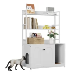 Large Litter Box Enclosure With Shelves, 52'' Hidden Cat Kitty Litter Furniture Corner Cats Bookshelf -BlueBuffalo Sales Store GUEST dc1d9cc9 ebf6 47c5 aeb5 b41d5670d049
