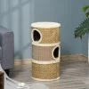 LOVMOR 28 Inch Cat Condo, 3 Story Cat Hideaway With Sisal Scratching Pad, Barrel Shaped Small Cat Tree For Indoor Cats