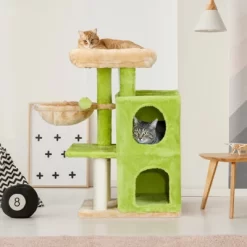 33" Cat Tree Cat Tower For Indoor Cats, Cat Activity Center Play House With Large Padded Perch, Hammock Scratching Posts & Dangling Ball Green -BlueBuffalo Sales Store GUEST dc722472 a525 4325 b4d4 6bcea03ed602