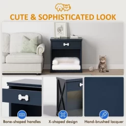 FURNIinspire Pet Beds Cat Bed Kitty House, Pet Furniture, Vintage Small Storage Cabinet Hidden Cat Litter Box With Drawer, Blue, 27.5"*15.7"*28.7" -BlueBuffalo Sales Store GUEST dc82f4dd 0480 4695 ae80 a881d91ac83e