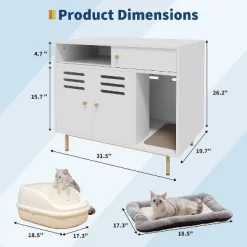 Cat Litter Box Enclosure - Hidden Litter Box Furniture With 2 Compartments, Scratching Mat, Double-Door Storage Cabinet, Front Entry, White -BlueBuffalo Sales Store GUEST dcb13ad0 47e0 44c8 b5fe c43bc63df3ad