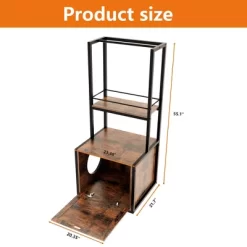 ONWITH 55"Refined Litter Box Enclosure With Storage Shelves And 2 Hanging Clothes Rack -BlueBuffalo Sales Store GUEST dcc0fab6 fdd7 435d ac29 668f11a03c2d